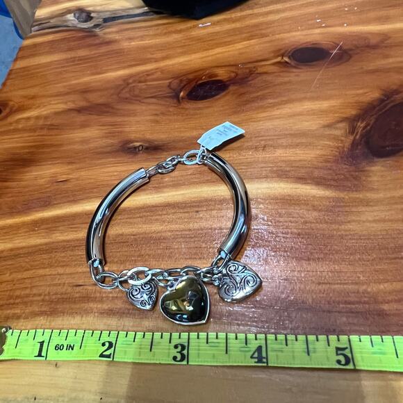 Lia Sophia Heart To Heart Lobster Clasp Bracelet Silver Tone Vtg NEW Heart Charm - Picture 3 of 7